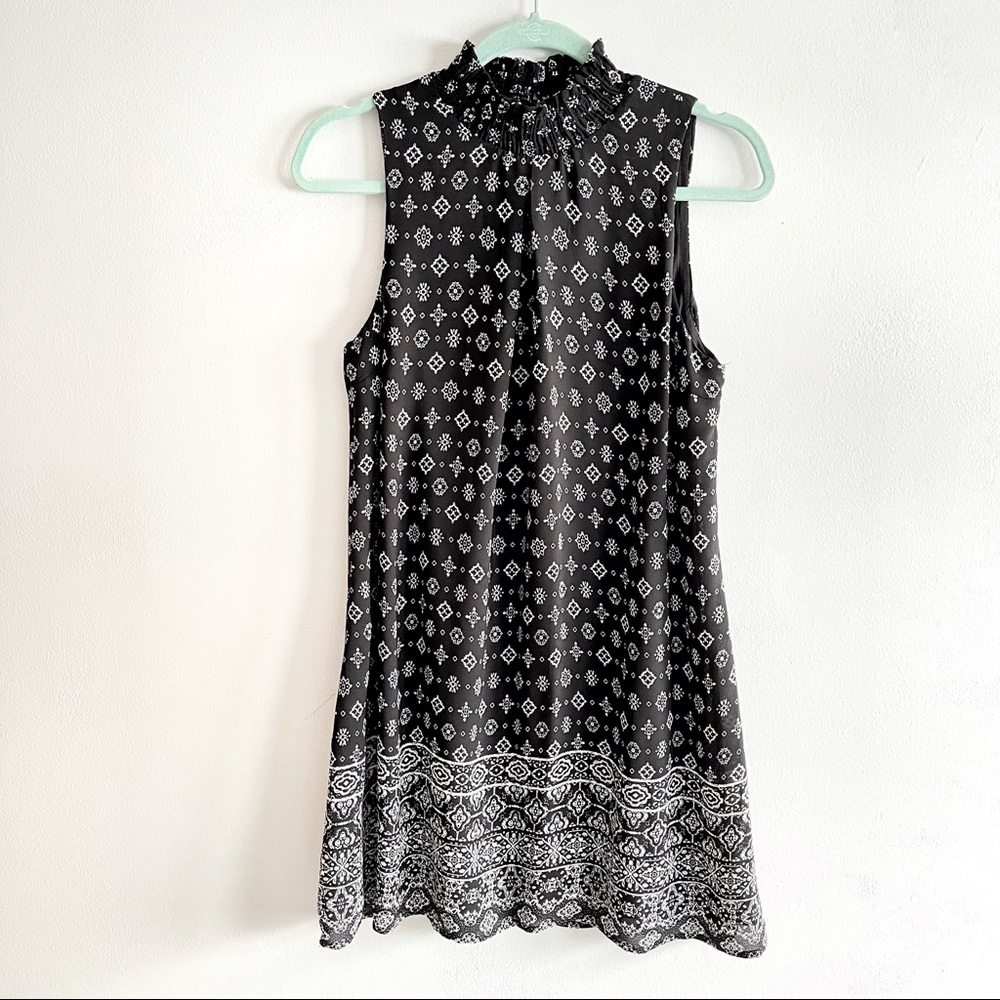 Speechless Black Print Sleeveless High Neck Dress Size Medium